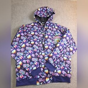 A**holes Live Forever Mushroom Colorful Graphic Patch Men's Puffer Jacket